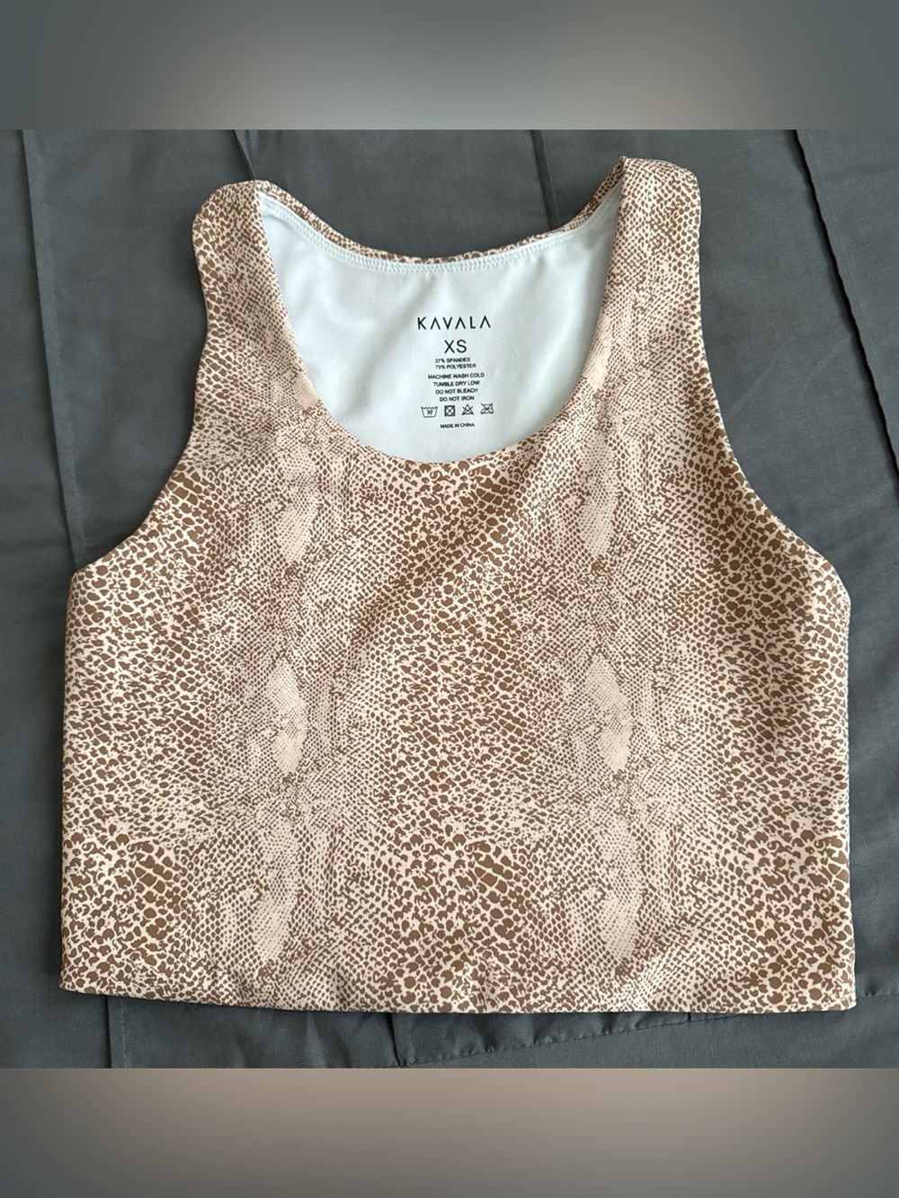 Kavala XS Beige Snake Print Crop Top